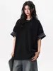 Camiseta Estilo Americano Color-Blocking Falsa Duas Peças Gola Redonda para Homens e Mulheres, Verão Solta Casual Cleanfit Versátil Manga Curta Ins Top