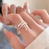 Anillo Minimalista de Línea con Lazo para Mujer, Anillo Abierto Geométrico Cruzado S925 Chapado en Plata, Anillo de Dedo Índice de Moda