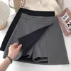 Falda de Traje para Mujer para Primavera y Otoño, Nuevo Estilo para Cuerpo en Forma de Pera, Falda que Cubre las Caderas, Pantalón Falda Anti-Exposición, Falda Corta de Cintura Alta en Línea A con Abertura