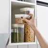 Armazenamento de Grãos para Cozinha DIY Caixa de Armazenamento Frutas Secas À Prova de Umidade Empilhável Plástico Transparente Macarrão Pote Selado