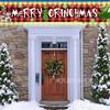Banner de Feliz Navidad 2026 Estilo Nuevo Tela de Fondo Decoraciones para Fiesta Navideña Muñeco de Nieve Papá Noel con Tiras de Luz