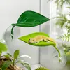 Decoración de Terrario para Reptiles con Hojas Realistas Mejoradas con Ventosa para Geckos y Lagartos Trepadores, Decoración de Plataforma para Tomar el Sol para que los Bettas Descansen