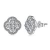Aretes de Plata Esterlina S925 Nueva de Lujo Ligero Estilo Japonés y Coreano para Mujer Diseño de Abalorio de Zircón de Trébol de Cuatro Hojas Aretes Exquisitos de Alta Gama para Mujer