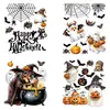 Pegatinas de ventana electrostáticas de bruja fantasma calabaza acuarela transfronterizas decoración de ventana sin adhesivo de murciélago araña de dibujos animados Halloween venta al por mayor