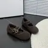 Zapatos planos Mary Jane retro de doble botonadura para mujer, nuevo estilo de invierno 2025, con forro de felpa