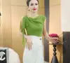 Camiseta de Cuello Alto a la Moda, Top de Manga Corta de Color Sólido para Verano, Camiseta Básica Única de Cuello en V, Elegante Holgado Irregular