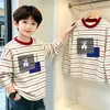 Camiseta base de rayas para niño, de algodón puro, manga larga, estilo nuevo para primavera y otoño
