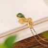 Yilu plata S925 plata esterlina chapado en oro colgante de gota de agua de mariposa de jade Hetian colgante retro creativo colgante de moda