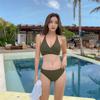 2023 Nuevo Bikini Vacaciones Sexy Tirante Cintura Alta Dividido Traje de Baño Spa [una generación]]