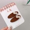 Pinza para el pelo de niños estilo Mori vintage para Otoño e Invierno, clip BB estilo Minimentary color marrón leche, clip para flequillo de conejo de dibujos animados y flor para mujer
