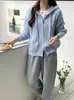 Suéter con Capucha de Doble Cremallera y Cordón para Mujer, Otoño Primavera, Cárdigan de Punto Trenzado, Chaqueta Corta Floja Perezosa, Top Suave y Esponjoso