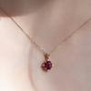 Requintado retro simples temperamento versátil granada vermelho zircão pingente S925 prata esterlina banhado a ouro 14K rubi colar
