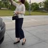 25682 Xin Da Ai Mei Yuan Verano 2025 Nueva Camisa Elegante Holgada de Cuello en V Pantalones Cortos de Cintura Alta Adelgazantes para Mujer
