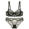 Comércio Exterior Personalizado Venda Quente Lingerie Sexy Renda Transparente Ultra Fina Vazada Conjunto de Sutiã Plus Size para Seios Grandes