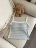 Camisole listrada 2026 para mulheres com bojo, peça externa estilosa para garotas descoladas, linda lingerie com alça nas costas, top curto justo versátil para mulheres