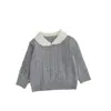 Roupa de outono para bebê menina: suéter de tricô com tranças e gola, blusa de tricô com gola de boneca vazada e torcida para bebê, blusa de puxar macia