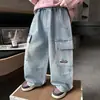 Pantalones vaqueros de primavera y otoño para niño 2026 nuevos y elegantes pantalones vaqueros de estilo coreano para trabajo para niños, pantalones de pierna recta para bebés niños