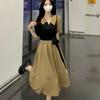 # 828 Foto Oficial Preço Real|Estoque Disponível|Vestido de Verão Feminino Plus Size com Cadarço na Cintura Falso Duas Peças Gola Boneca