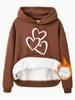 Suéter europeu e americano eBay Independent Station Sweater feminino outono e inverno com forro de lã e capuz em estoque Camisa casual feminina de manga comprida em formato de coração