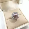 Conjunto de Colar e Brincos de Pérola Natural, Joia de Pérola Luxuosa Exquisita com Cravação Completa de Diamante, Único e Elegante para Festas, Inclui Brincos, Colar e Anel