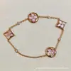 Collar de Diamantes de Burro Trébol de Cuatro Hojas Pulsera de Cuatro Flores Cinco Flores para Mujer Fritillaria Blanca Baño Grueso de Oro Rosa Pendientes de Alta Elegancia