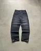 Jeans Retrô Europeu Lavado Desgastado 2026 para Homens e Mulheres Outono Inverno Streetwear Preto Cinza Bordado Perna Reta Calças Longas