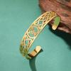 Pulsera Ajustable de Puño Cruzado Más Vendida Sello Celta Amuleto Doble Forma de X Pulsera de Acero Inoxidable