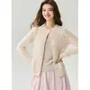 Cárdigan de punto grueso Baicai de terciopelo de alta gama con estampado de corazones y bolsillos, nuevo suéter de ajuste holgado Otoño/Invierno 2026, simple y casual