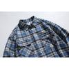 Camisa de Cuadros Estilo Retro Clásico de Trabajo Holgada Casual para Hombre de Manga Larga Cs41