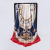 2025 Nuevo Pañuelo de Seda Artificial de 90 cm Estilo Clásico Cadena de Cinturón Estampado Bufanda Cuadrada para Mujer Pañuelo de Cuello Chal