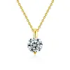 Collar de Plata de Ley S925 con Moissanita Lágrima de Sirena Moda Simple Clásico Colgante Cadena para Clavícula Cadena Popular para Transmisión en Vivo