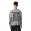 Camiseta Casual de Manga Larga con Estampado Creativo Personalizado para Hombre Estilo Callejero Europeo Americano INS Camiseta Casual Holgada de Cuello Redondo Temporada de Primavera y Otoño