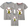 Venta al por mayor de fábrica camiseta de manga corta para pareja manga media para mujer cuello redondo algodón fino ropa para niños padre-hijo una familia de cuatro ropa Ha