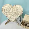Mesa Criativa de Assinaturas de Casamento em Madeira, Enfeites de Coração, Decoração para Festa de Casamento, Enfeites de Atmosfera, Artesanato em Forma de Coração para Casa