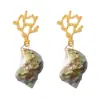 Pendientes de Borla de Cuentas Verdes Frescas Transfronterizos Hechos a Mano de Nicho Pendientes de Tachuela de Caracola para Vacaciones en la Playa Pendientes de Moda para Mujer