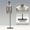 Loja de Roupas Estilo Coreano Manequim para Exposição de Roupas Manequim Feminino de Camurça Meio Corpo Suporte para Manequim Suporte de Exposição de Corpo Humano Completo