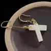 Pendientes cuadrados simples de jade blanco para mujer, plata de ley 925 chapada, estilo palacio, pendientes elegantes, pendientes largos con accesorios para cheongsam