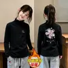 Nueva Camiseta Base de Manga Larga con Cuello Alto y Volantes para Niñas Otoño Invierno Polar Térmico Ropa Interior para Niños Pequeños y Medianos Top Cepillado