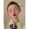 Gafas Elegantes Sin Montura para Miopía para Mujer, Disponibles con Graduación, Bloqueo de Luz Azul, Varillas Doradas, Montura de Titanio Puro, Gafas Cuadradas Sin Graduación para Hombre