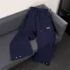 Pantalones Casuales Azul Marino de Corte Limpio Estilo Americano para Hombre, Pantalones Deportivos Holgados de Otoño, Pantalones de Pierna Recta Perezosos de Pierna Ancha