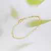 Pulsera de Cadena para Pareja de Moda Europea y Americana de Alta Venta Transfronteriza Cadena Cubana Plana Chapada en Cobre Oro de 18K