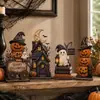 Producto de Madera Venta Caliente Transfronteriza Calabaza de Halloween Escritorio de Madera Juego de Cuatro Piezas Adorno Suministro Exclusivo y Venta al por Mayor del Mercado de Pequeños Productos de Yiwu