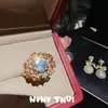 Joyería Retro Día y Noche Estrella Paloma Huevo Piedra Preciosa Anillo Banquete Alta Definición Doble Mariposa Diamante Destellante Conjunto de Anillos