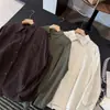 2026 Nueva Moda Coreana Camisa Elegante de Manga Larga para Mujer, Corte Holgado, Adelgazante, Top Versátil, Blusa de Color Sólido con Cuello Polo