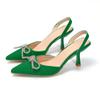 Comercio Exterior Talla Grande Europeo y Americano Punta Puntiaguda Tacón Alto Sandalias Moda Lazo Puntera Stiletto Flats Sandalias Tacones Altos