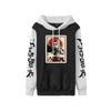Sudadera con Capucha Estampada en el Perímetro de Trébol Negro de Cuatro Hojas de Anime Suéter de Contraste Sudadera Holgada Casual