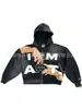 Cárdigan con capucha de punto para hombre y mujer, estampado de letras hip-hop americano, nuevo para primavera y otoño, comercio exterior transfronterizo, suéter holgado con cremallera