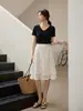 Falda Midi de Corte A Única y Elegante de Feiyuan para Mujer, Nueva Moda de Verano, Falda de Satén con Estampado de Lunares Simple y Versátil