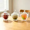 Pote de doces de vidro estilo europeu, pote de armazenamento transparente com tampa, pote de vela de aromaterapia, pote de tempero, cinzeiro, caixa de joias