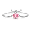 Venta en Vivo Tk en Xiaohongshu: Pulsera de Zirconia de Corte Flor de Hielo Incrustada con Piedras Preciosas de Colores de 8 Quilates para Mujer, Joyería Brillante de Diamante de Alto Carbono